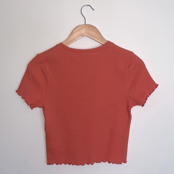 Wild Fable Ruffle Hem Orange Crop Tee - Picture 2 of 5